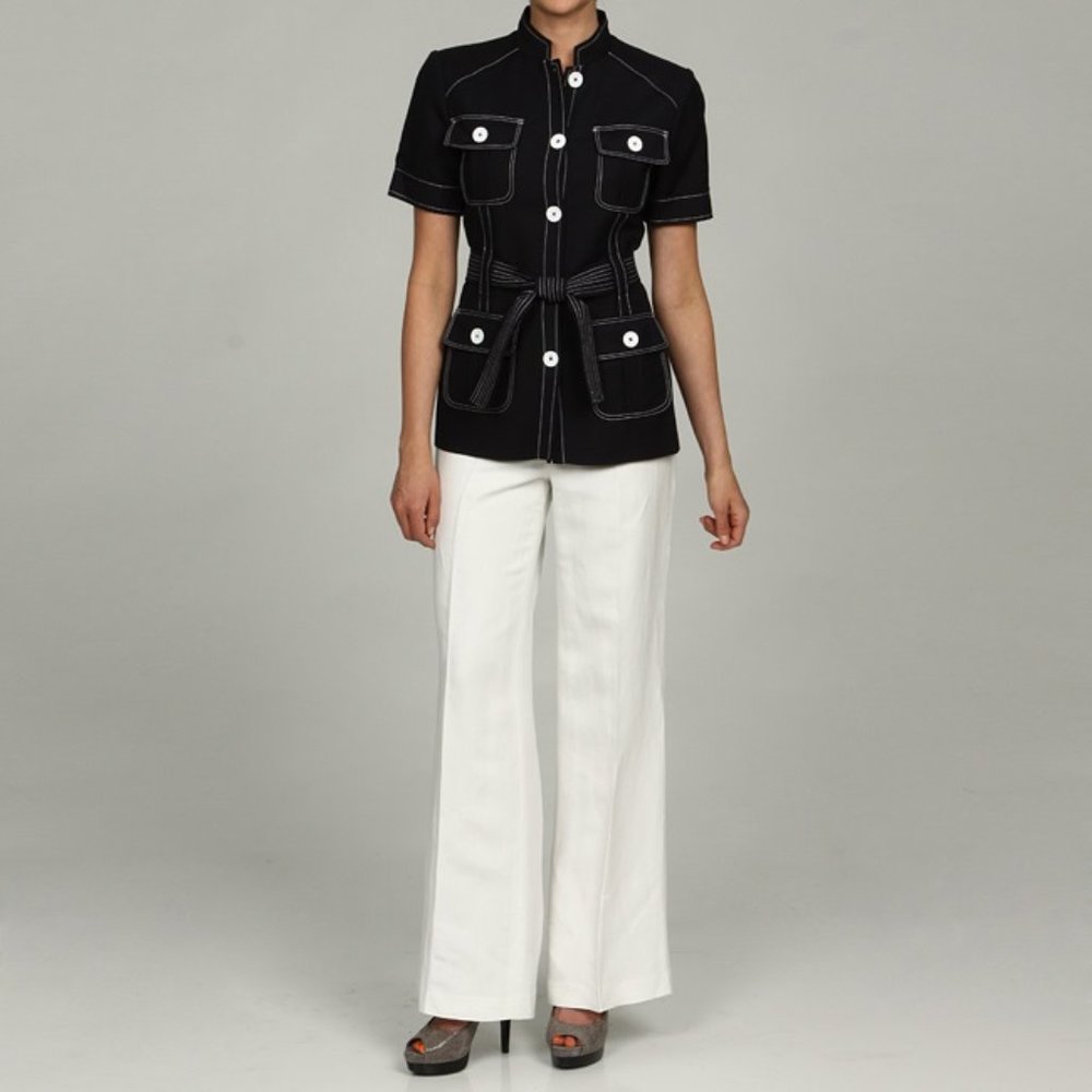 Calvin Klein Women's Navy & White Pantsuit Size: 4